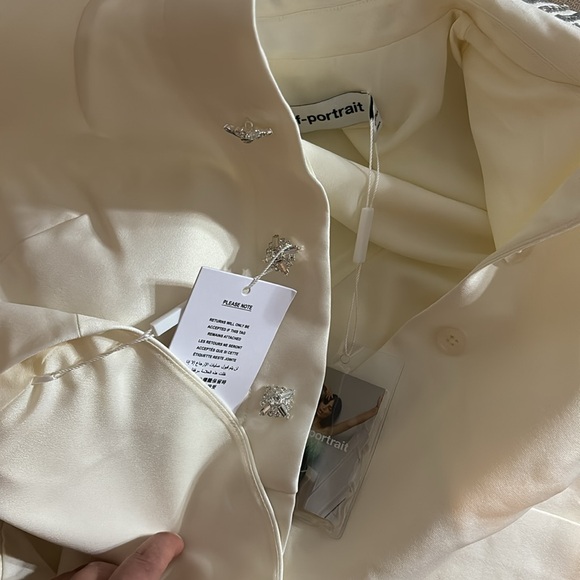 Self Portrait Cream Taffeta Diamante Mini Dress - Picture 9 of 10